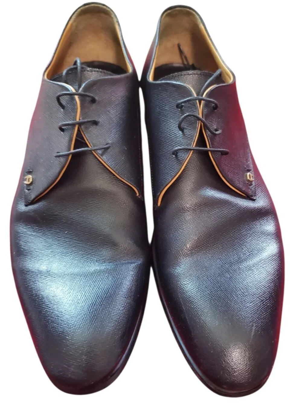 Aigner Mens Black Leather Derby Lace-Up Dress Shoes Size 43